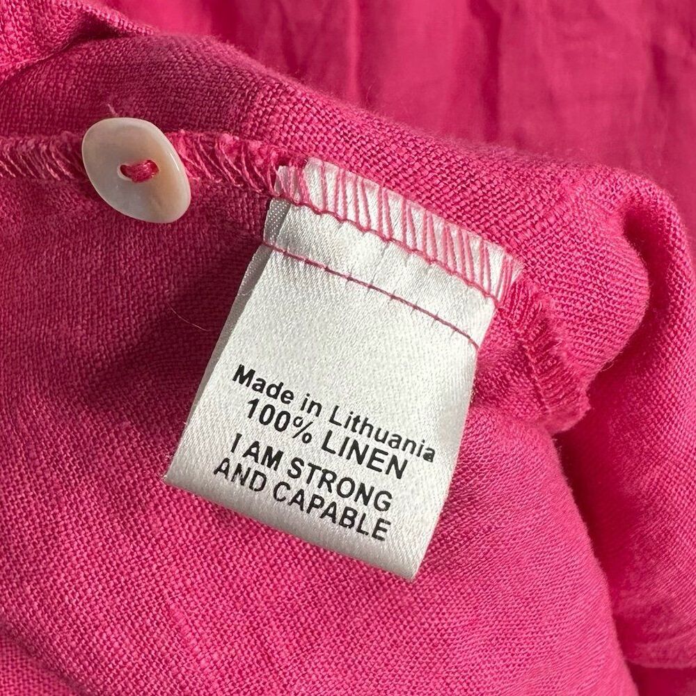 Flax Pink Linen Midi Dress Size Medium - Picture 7 of 8